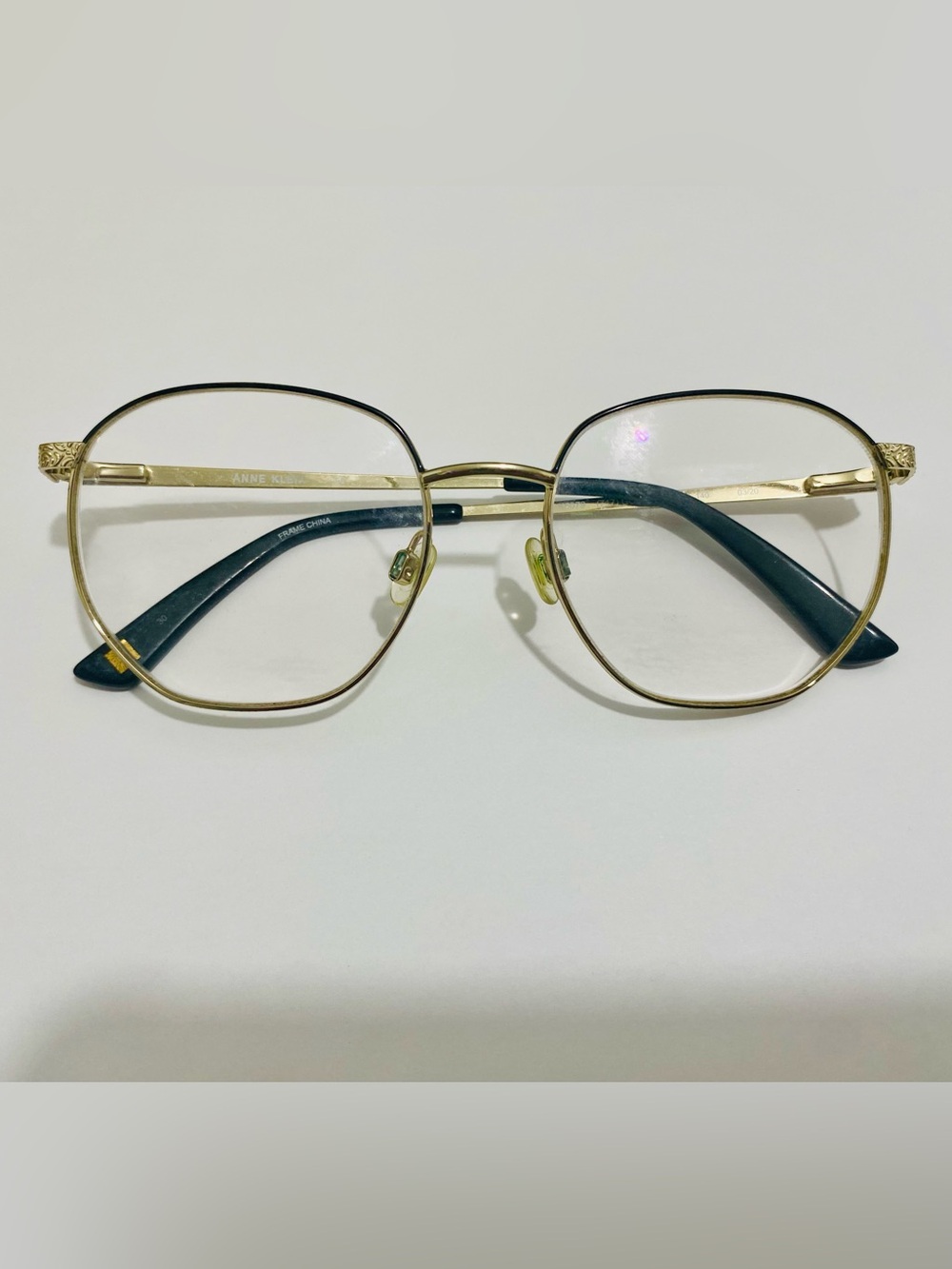 Anne Klein Gold Metal Glasses with Black Temples